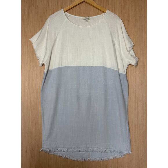 Umgee Dresses & Skirts - Umgee Linen Blend High Low Frayed Hem Dress Womens Size Medium Boho Beachy